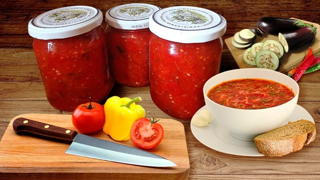Банки с готовой овощной заправкой для борща