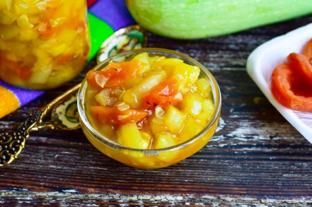 Густое варенье из кабачков с курагой