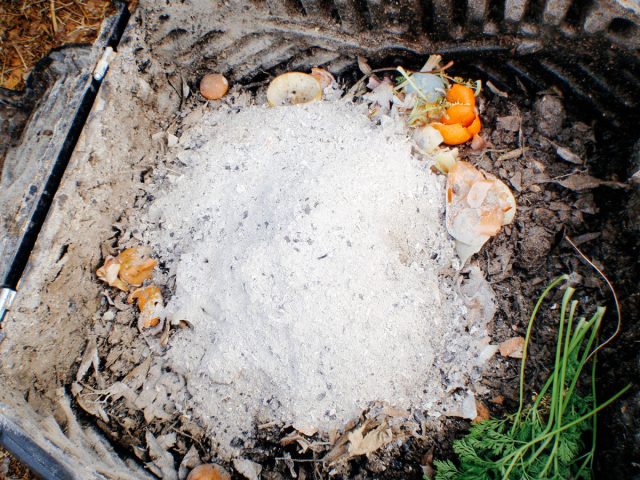 Зола в компостной куче